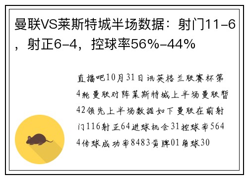 曼联VS莱斯特城半场数据：射门11-6，射正6-4，控球率56%-44%